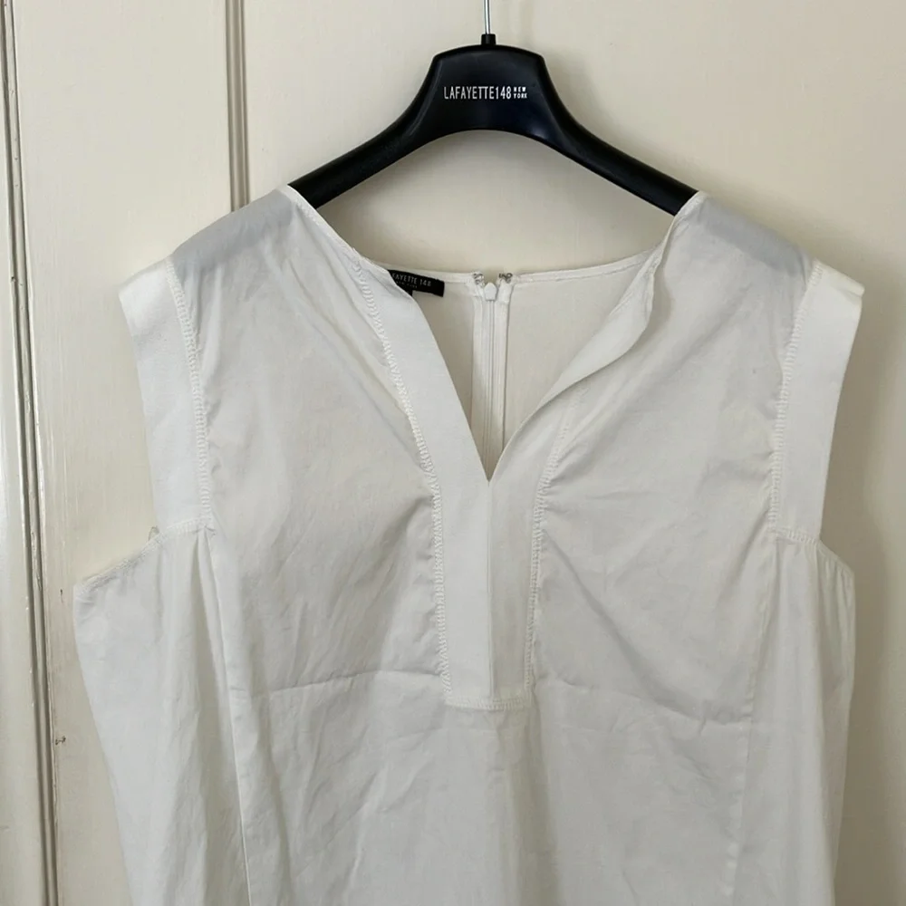 Lafayette 148 White Sleeveless Split-neck Top size XXL - Picture 4 of 11